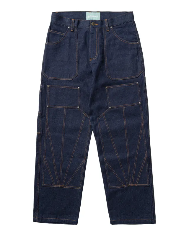 Raw Denim Double Knee Carpenter Pants made by Brigade USA