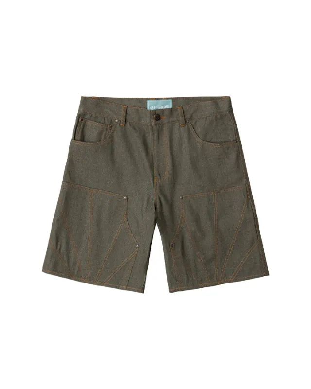 Raw Denim Double Knee Shorts made by Brigade USA