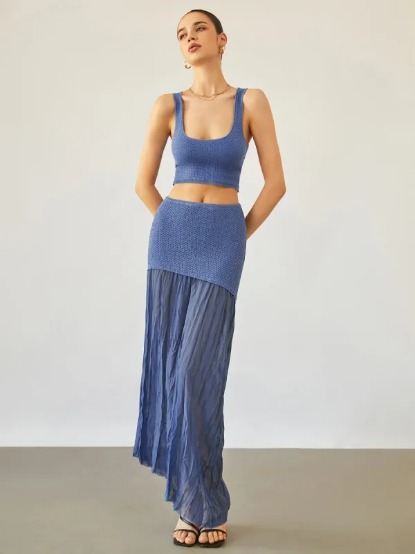 Sea Breeze Crop Knit Top sold by COMMENSE