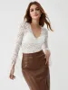 Floral Sheer Long Sleeve Lace Top sold by COMMENSE