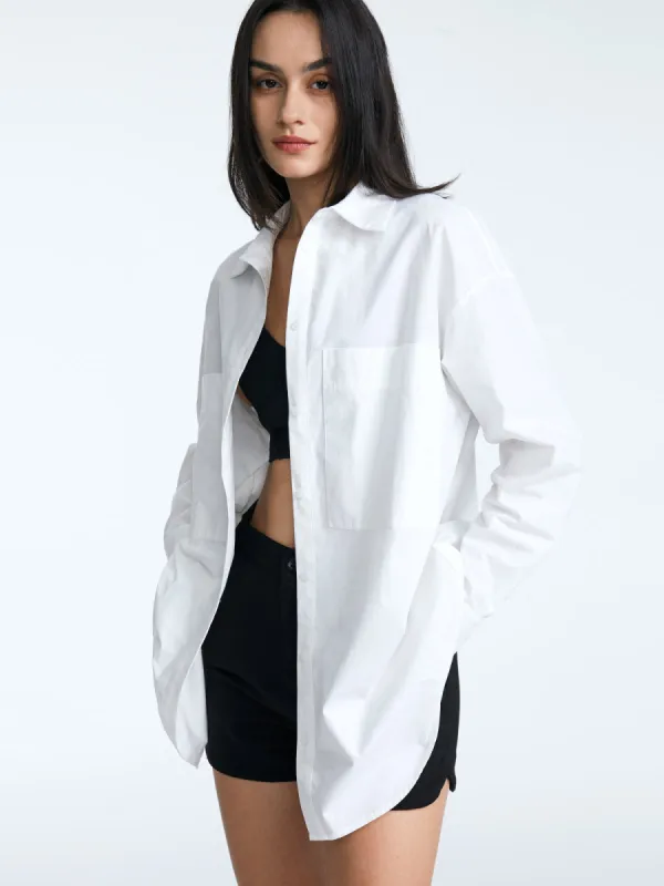 Oversized Button Up Solid Colored Dress Shirt sold by COMMENSE