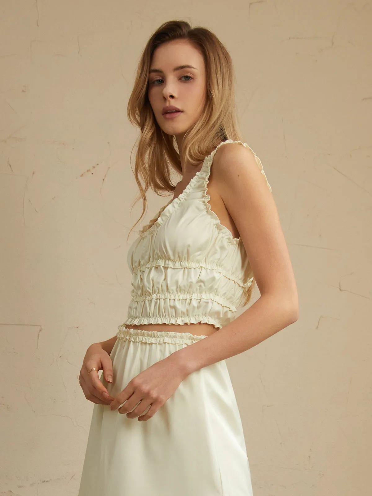 Pleated Lettuce Trim Tank Top sold by COMMENSE product image thumbnail 3