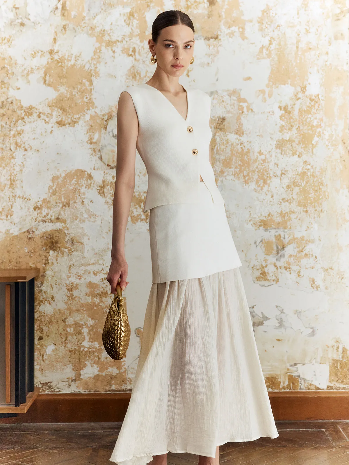 Panel Pleated Maxi Skirt sold by COMMENSE product image thumbnail 4