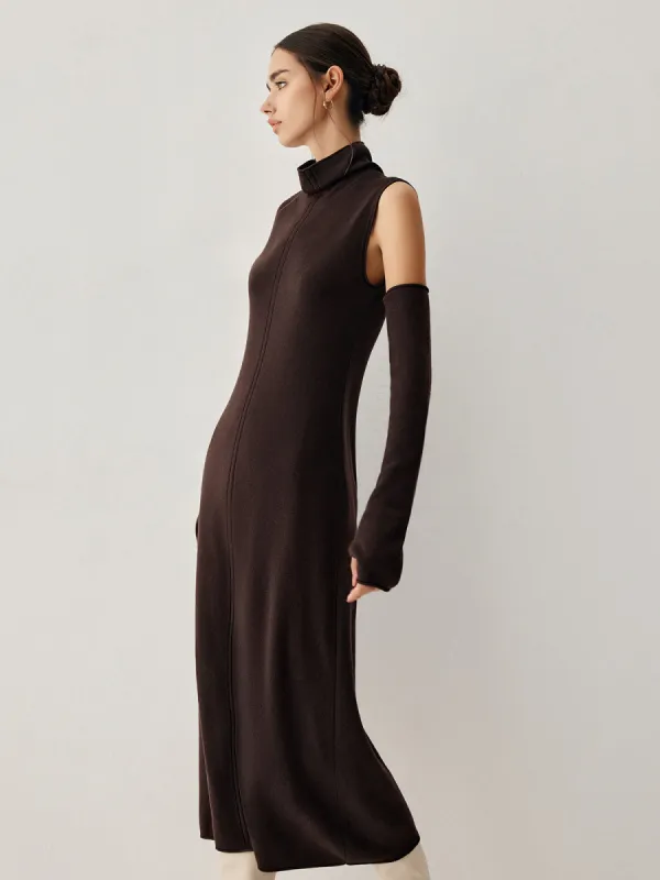 Mock Neck Long Sweater Dress With Gloves sold by COMMENSE