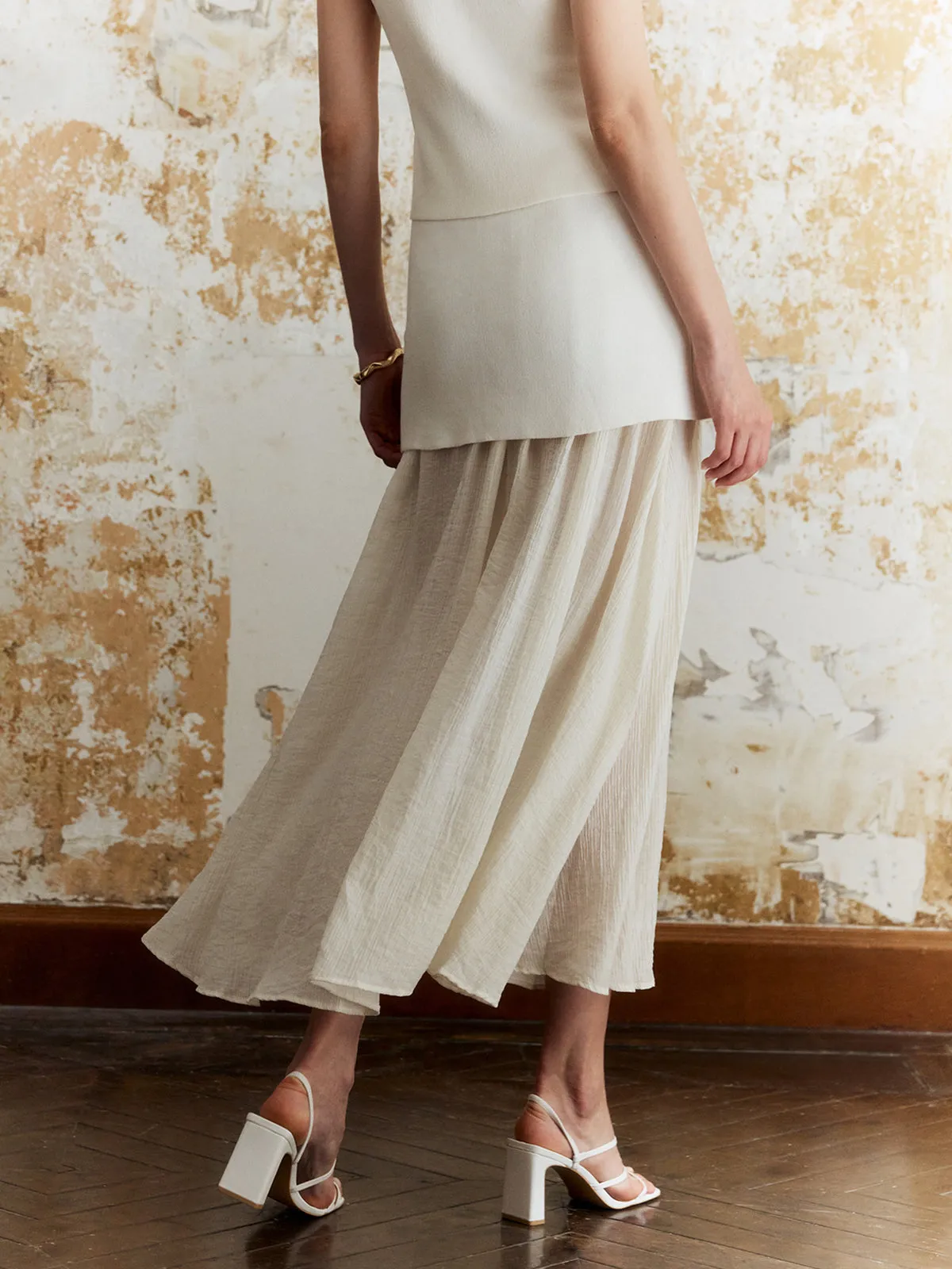 Panel Pleated Maxi Skirt sold by COMMENSE product image thumbnail 3