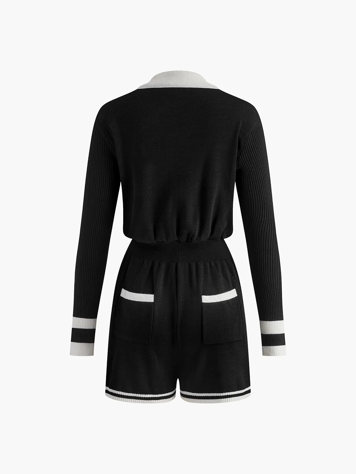 Contrast Binding V-Neck Knit Jumpsuits sold by COMMENSE product image thumbnail 2