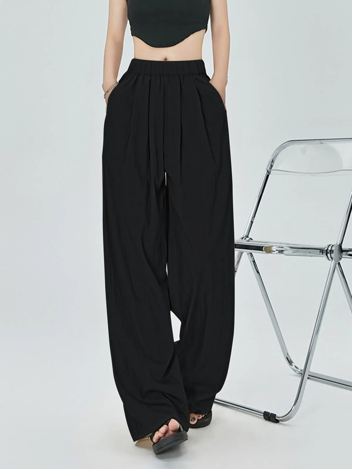 Loose Pleated Wide Leg Pants sold by COMMENSE