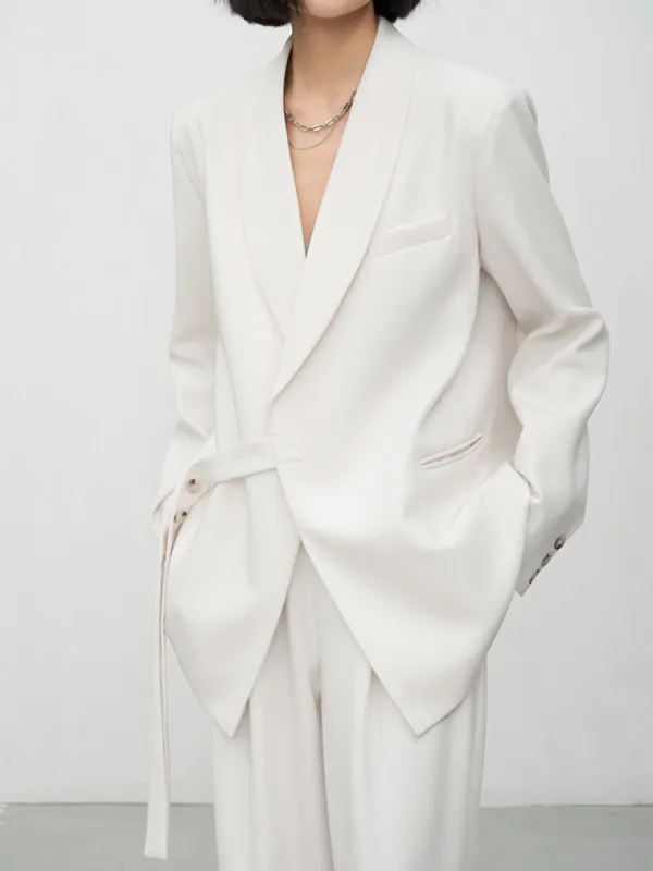 Asymmetric Buttoned Structured Blazer sold by COMMENSE