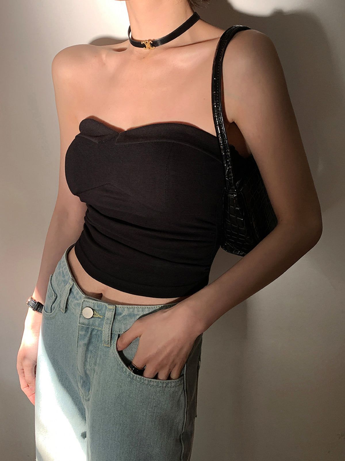 Sweetheart Ruched Crop Top sold by COMMENSE product image thumbnail 2