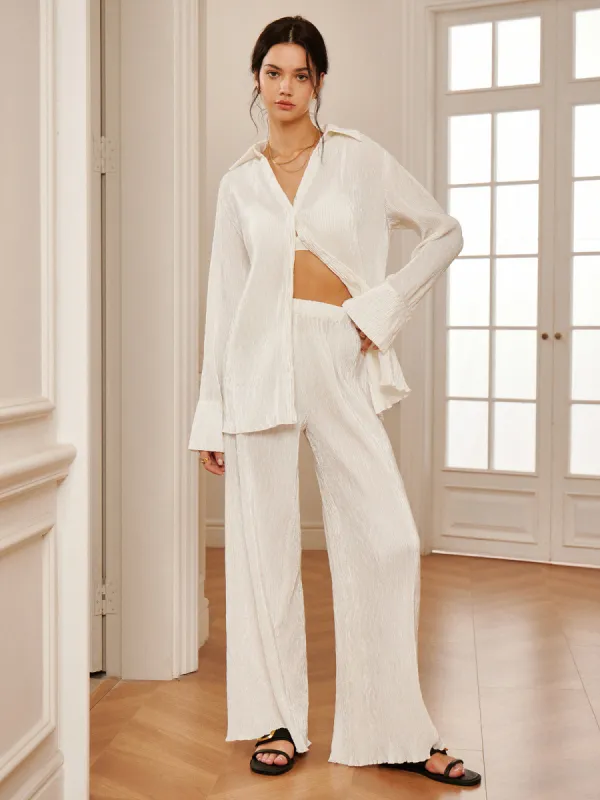 Minimalist  Plisse Wide Leg Pants sold by COMMENSE