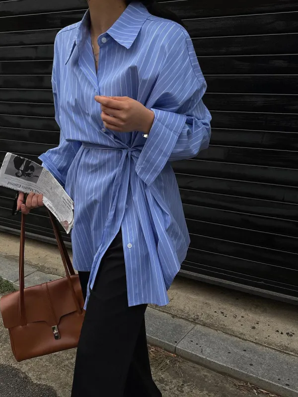 Striped Print Button Front Shirt sold by COMMENSE