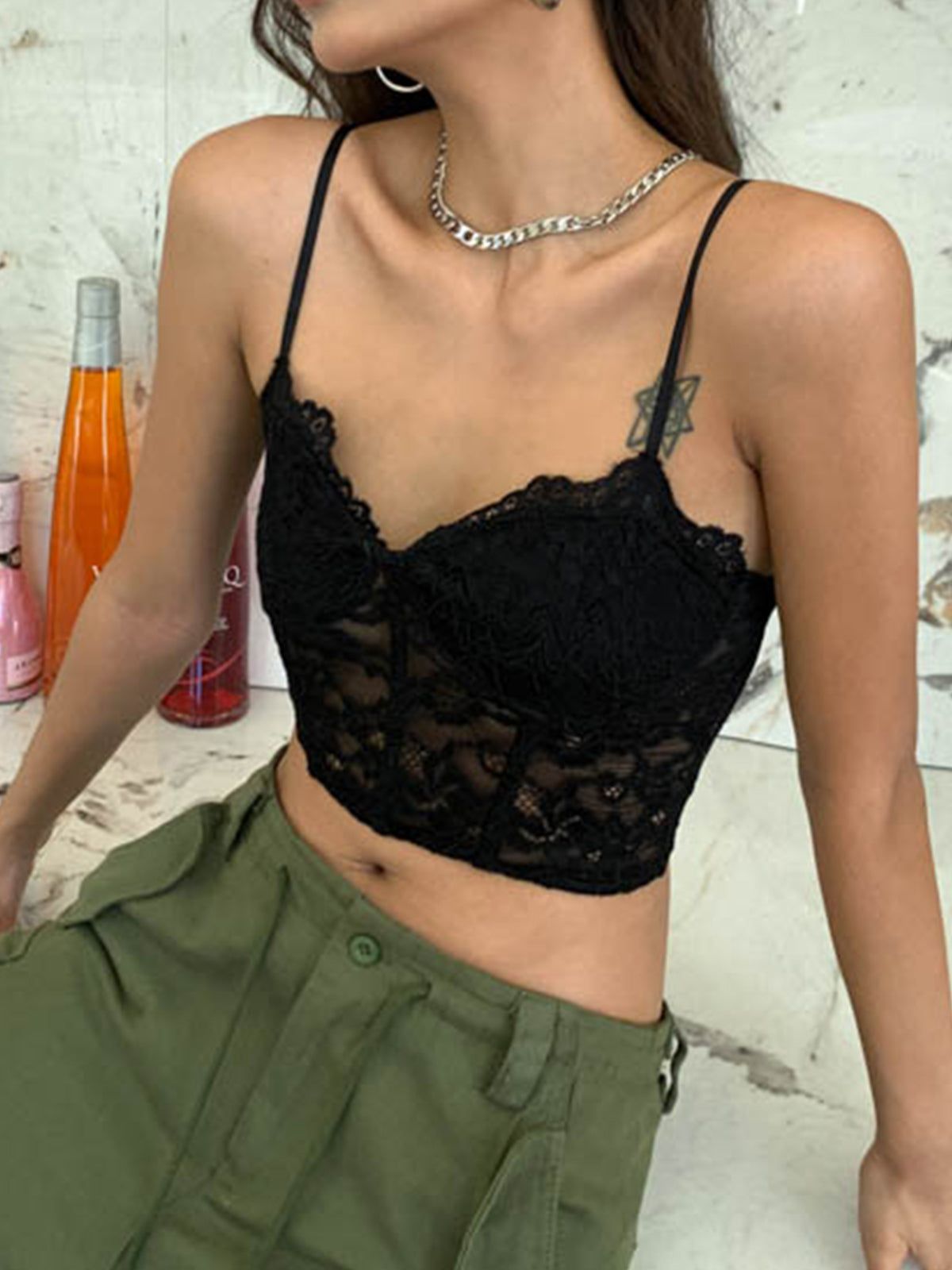 Lace Adjustable Strap Corset Crop Top sold by COMMENSE product image thumbnail 8