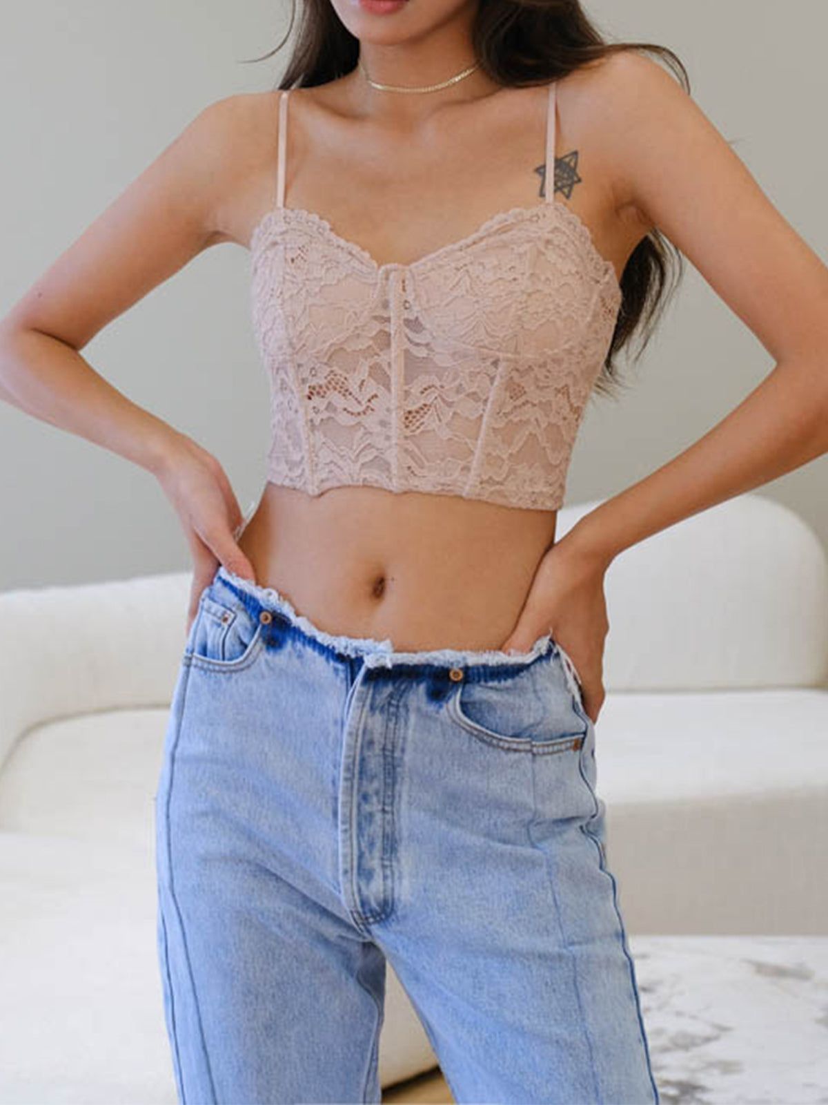 Lace Adjustable Strap Corset Crop Top sold by COMMENSE product image thumbnail 5