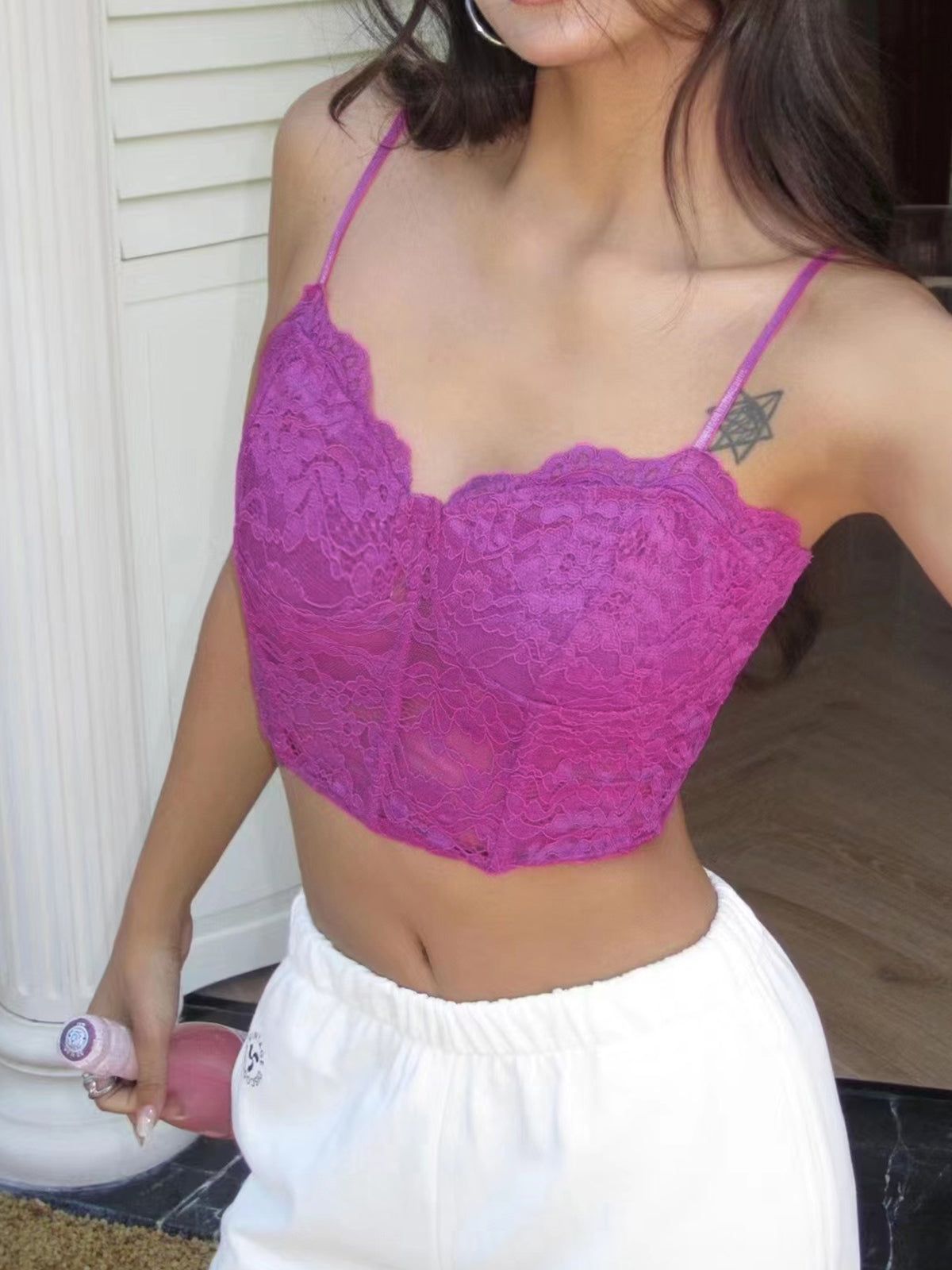 Lace Adjustable Strap Corset Crop Top sold by COMMENSE product image thumbnail 2