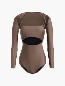 Waist Cutout Shrug One Piece Swimsuit sold by COMMENSE