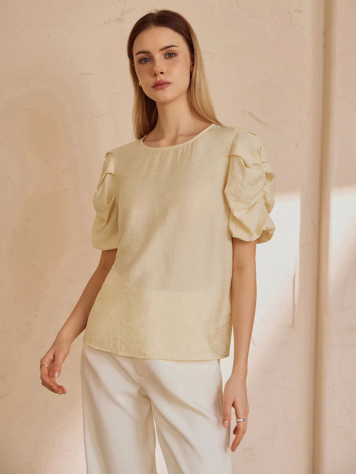 Solid Semi-Sheer Blouse sold by COMMENSE