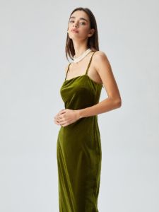 Velvet Zippered Slit Long Dress sold by COMMENSE