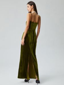 Velvet Zippered Slit Long Dress sold by COMMENSE