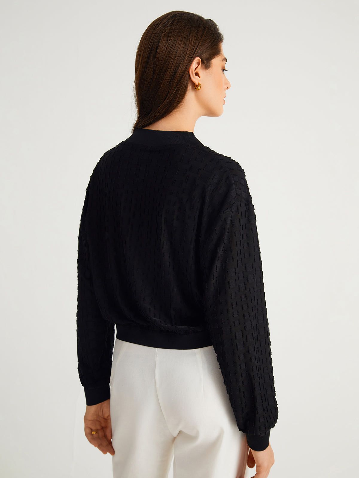 Textured Zippered Jacket sold by COMMENSE product image thumbnail 5