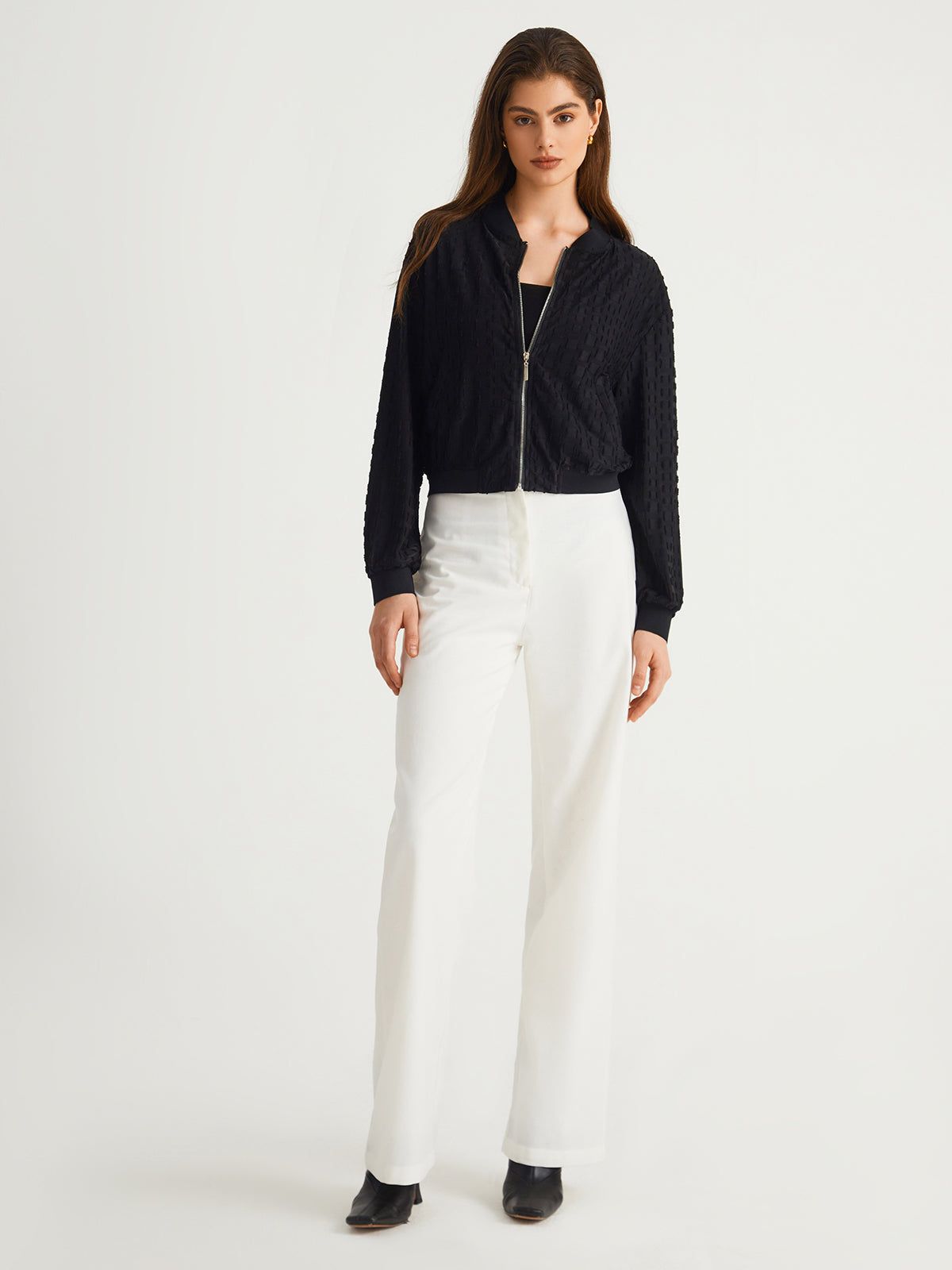 Textured Zippered Jacket sold by COMMENSE product image thumbnail 2