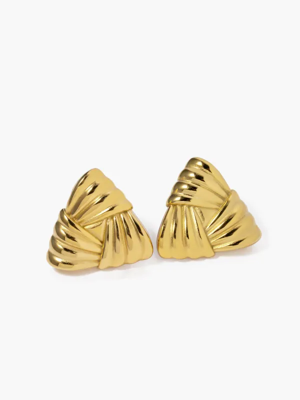 Braided Textured Triangle Earrings sold by COMMENSE