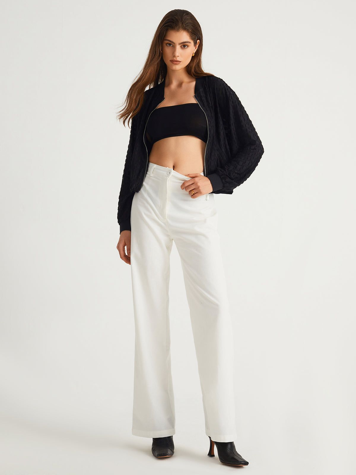 Textured Zippered Jacket sold by COMMENSE product image thumbnail 3