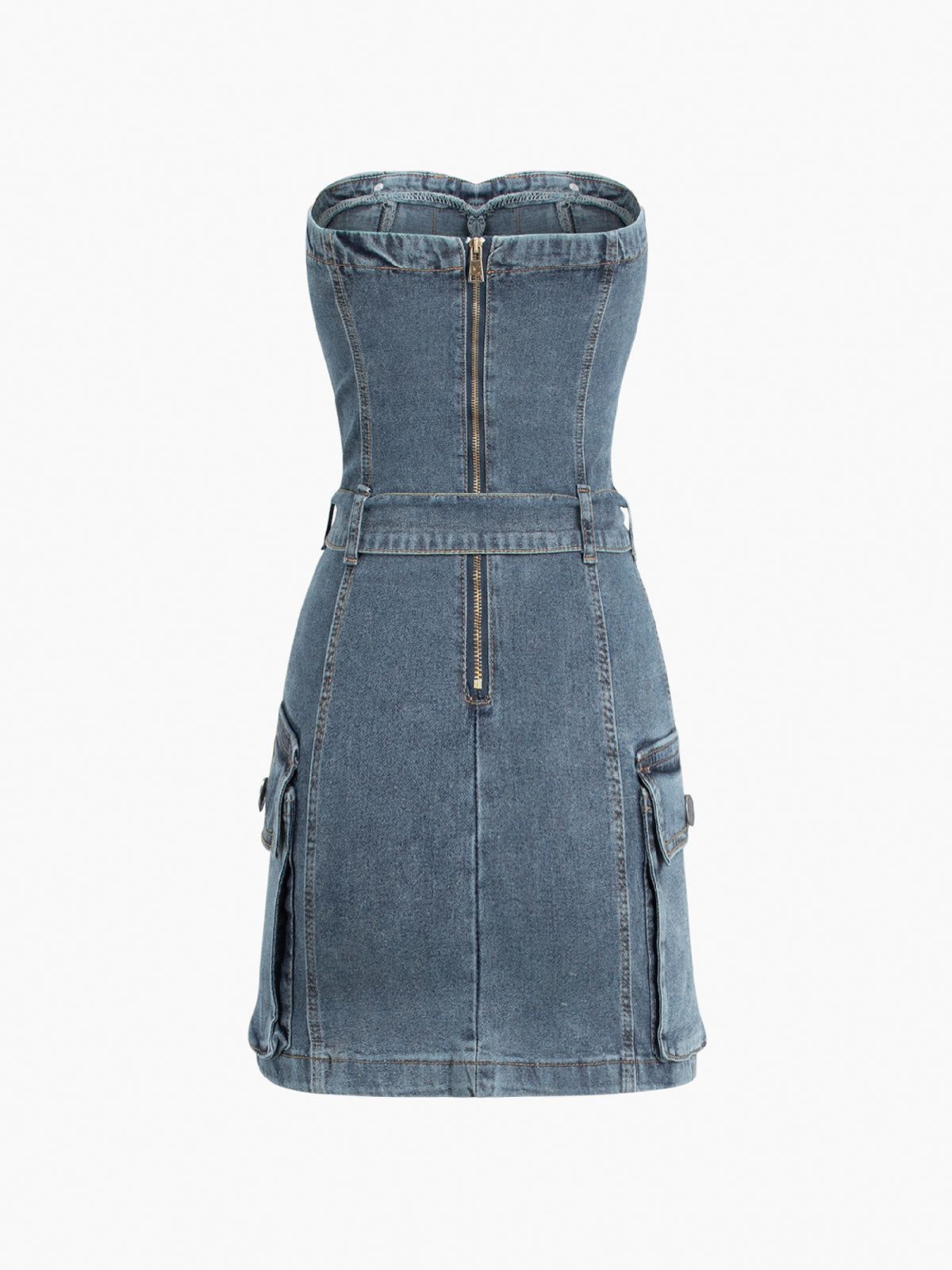 Belted Denim Tube Short Dress sold by COMMENSE product image thumbnail 2