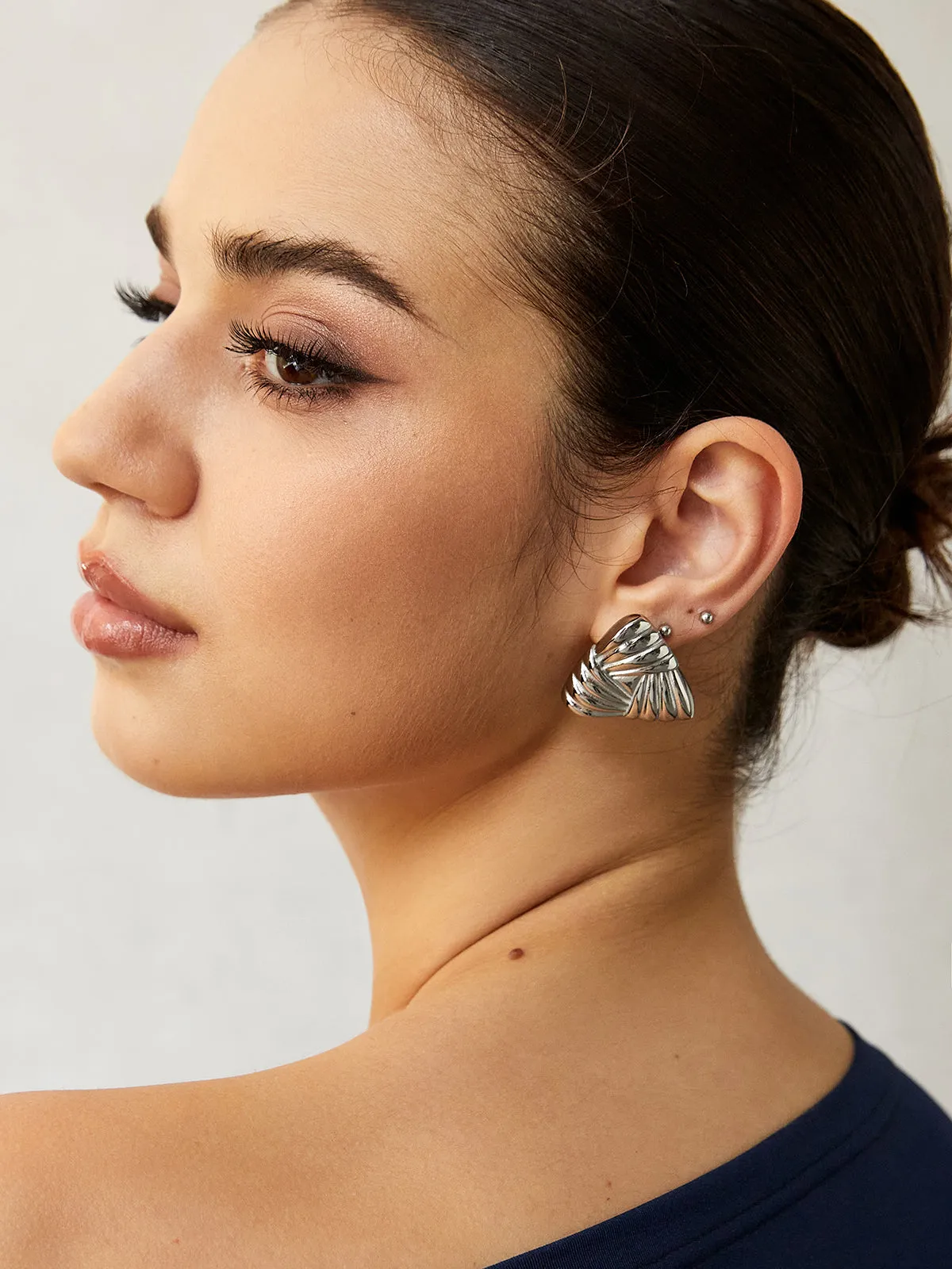 Braided Textured Triangle Earrings sold by COMMENSE product image thumbnail 5