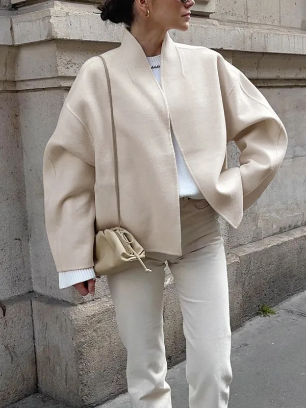 Solid Stand Collar Coat made by COMMENSE