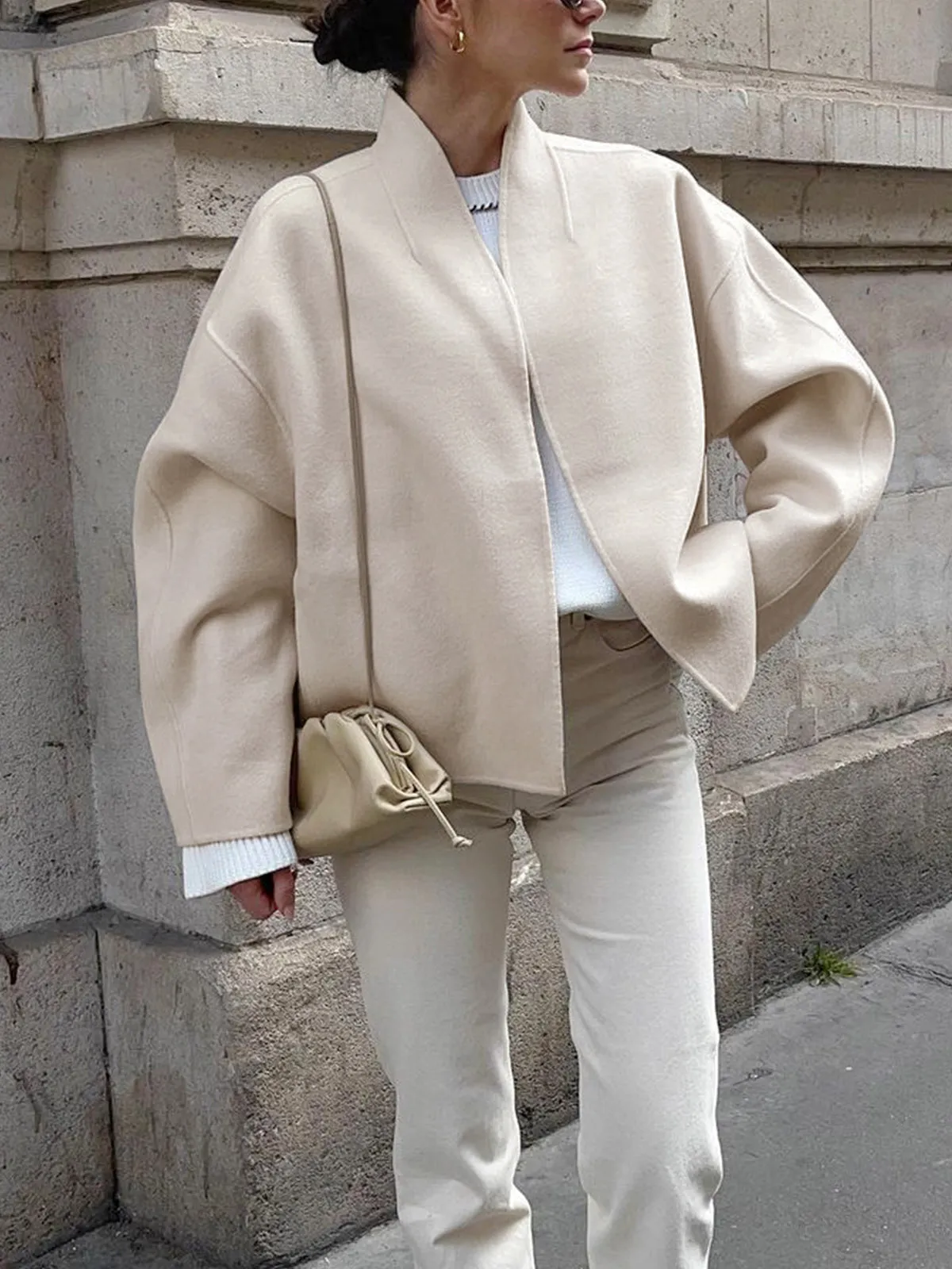 Solid Stand Collar Coat sold by COMMENSE