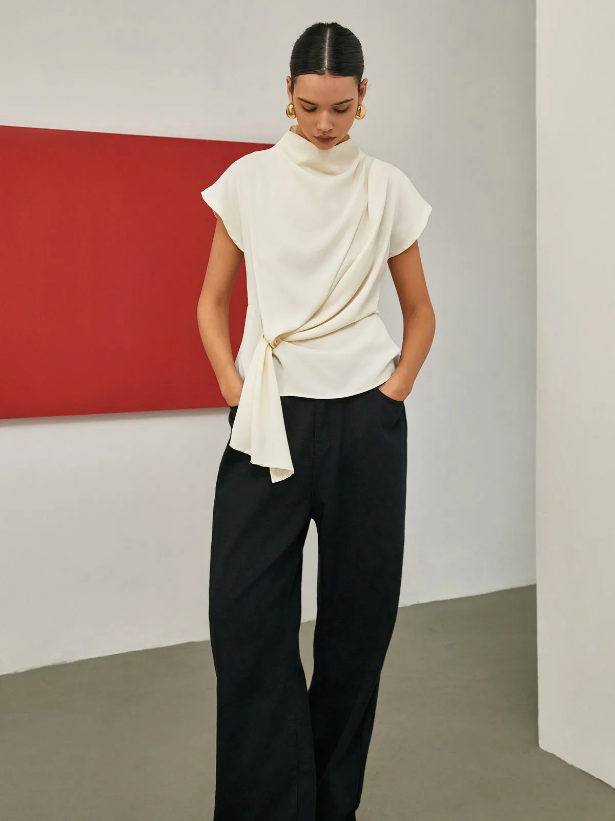 Solid Ruched Detail Blouse sold by COMMENSE product image thumbnail 4