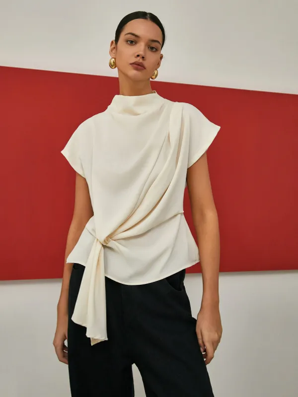 Solid Ruched Detail Blouse sold by COMMENSE