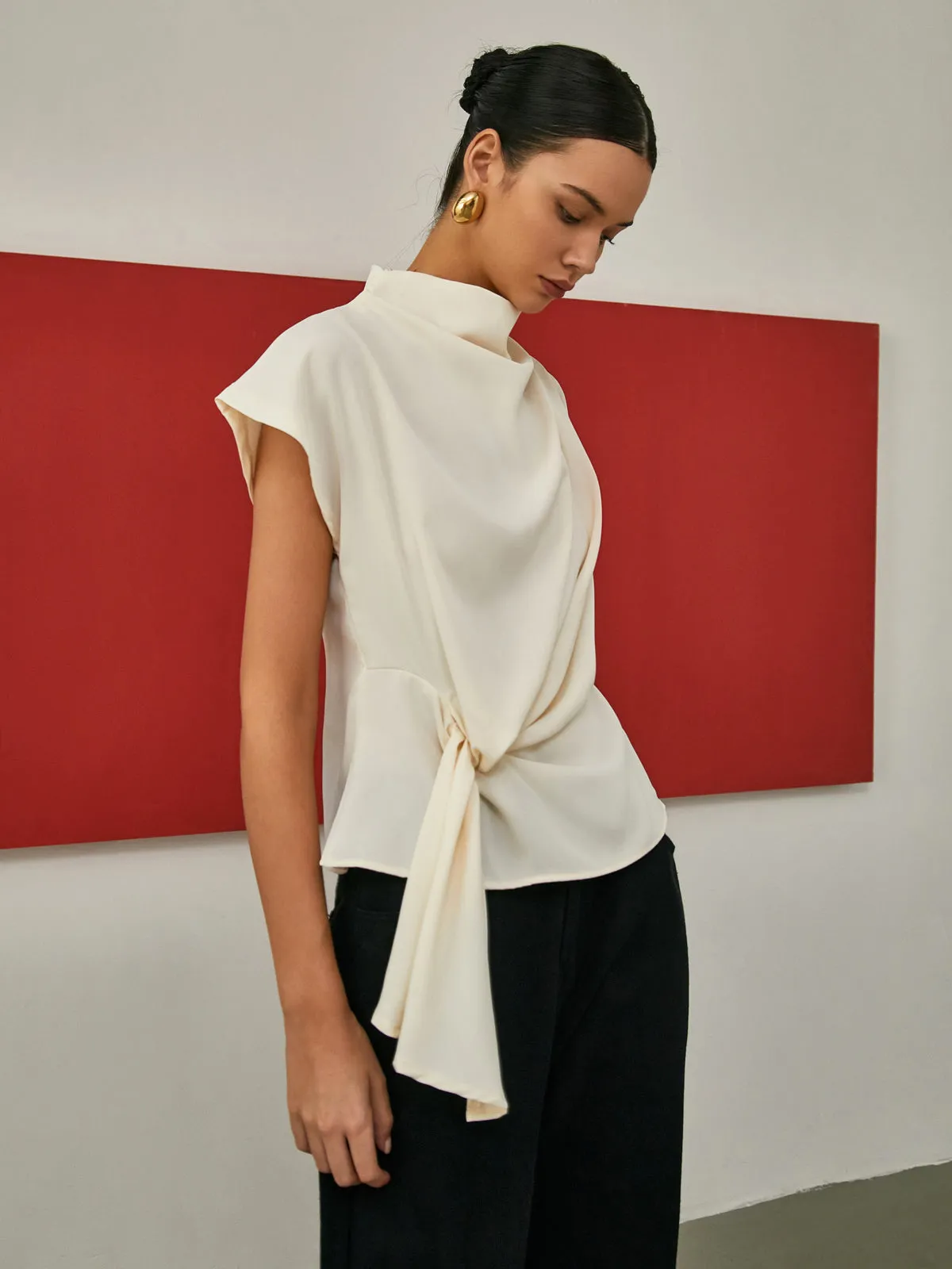 Solid Ruched Detail Blouse sold by COMMENSE product image thumbnail 2