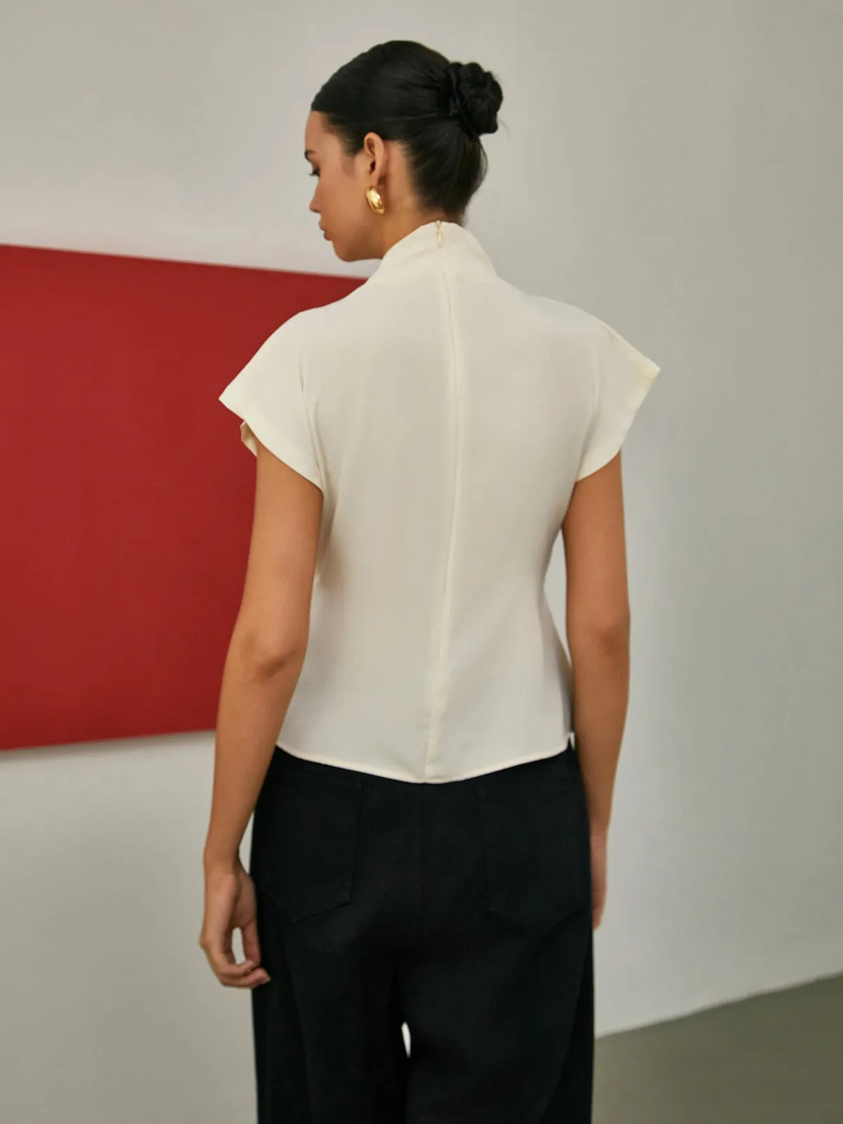 Solid Ruched Detail Blouse sold by COMMENSE product image thumbnail 3