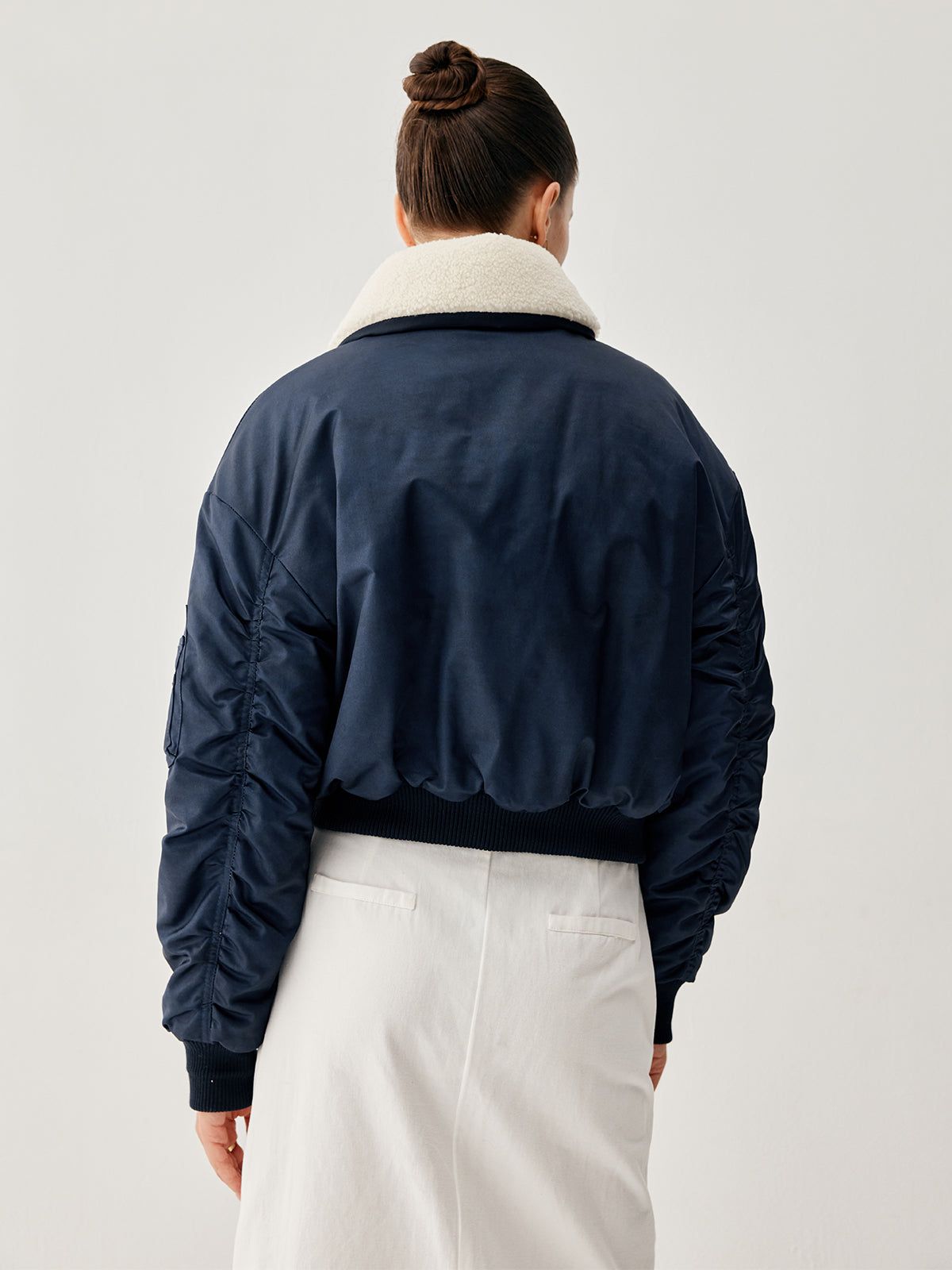 Sherpa Lined Patchwork Detachable Collar Jacket sold by COMMENSE product image thumbnail 5