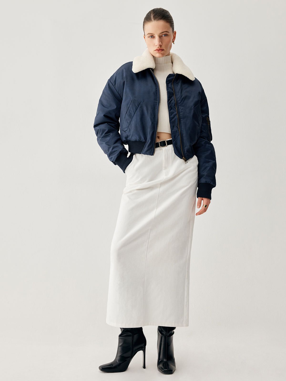 Sherpa Lined Patchwork Detachable Collar Jacket sold by COMMENSE product image thumbnail 3