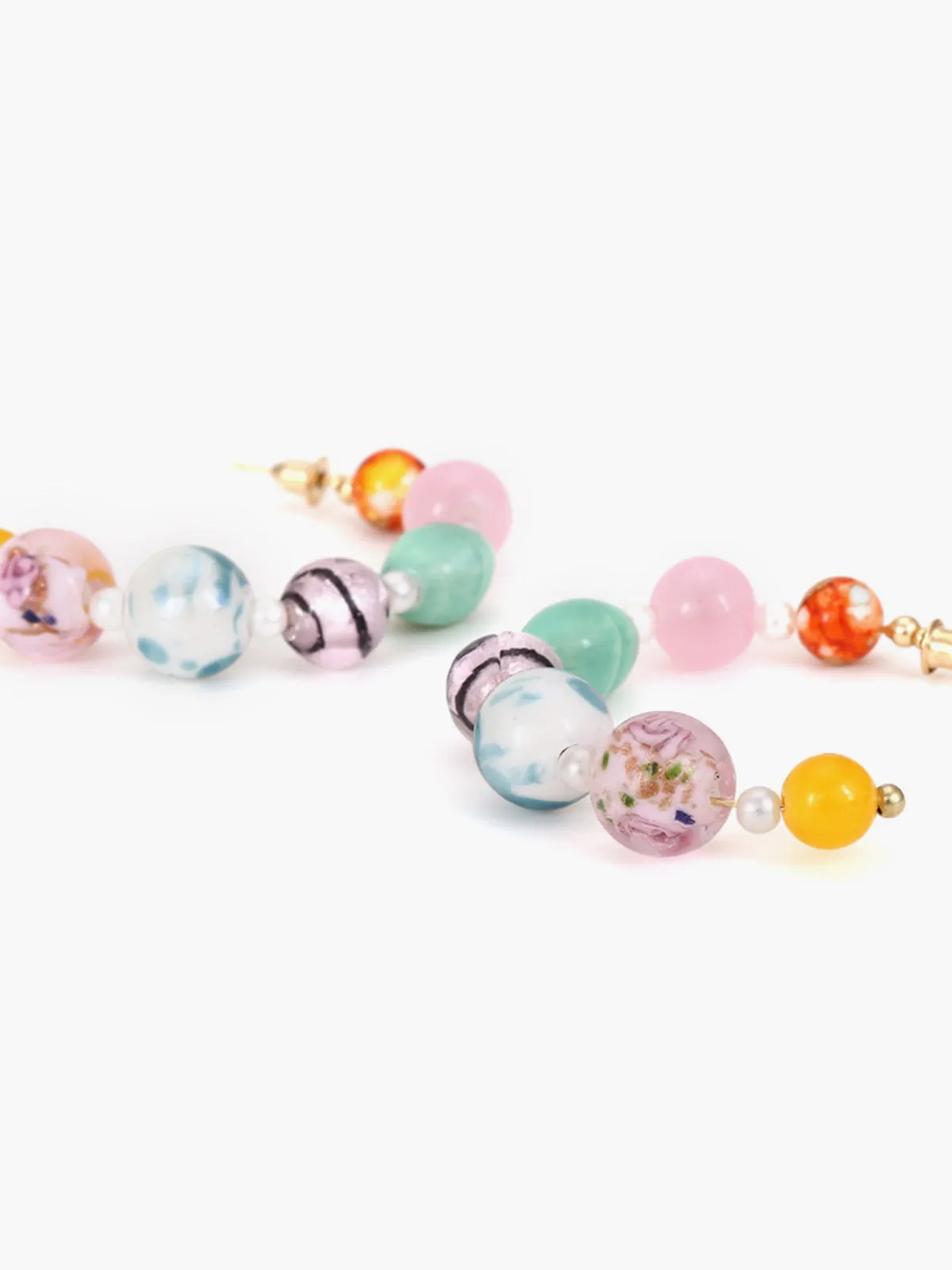 Multi-Color Beaded Hoop Earrings sold by COMMENSE product image thumbnail 3