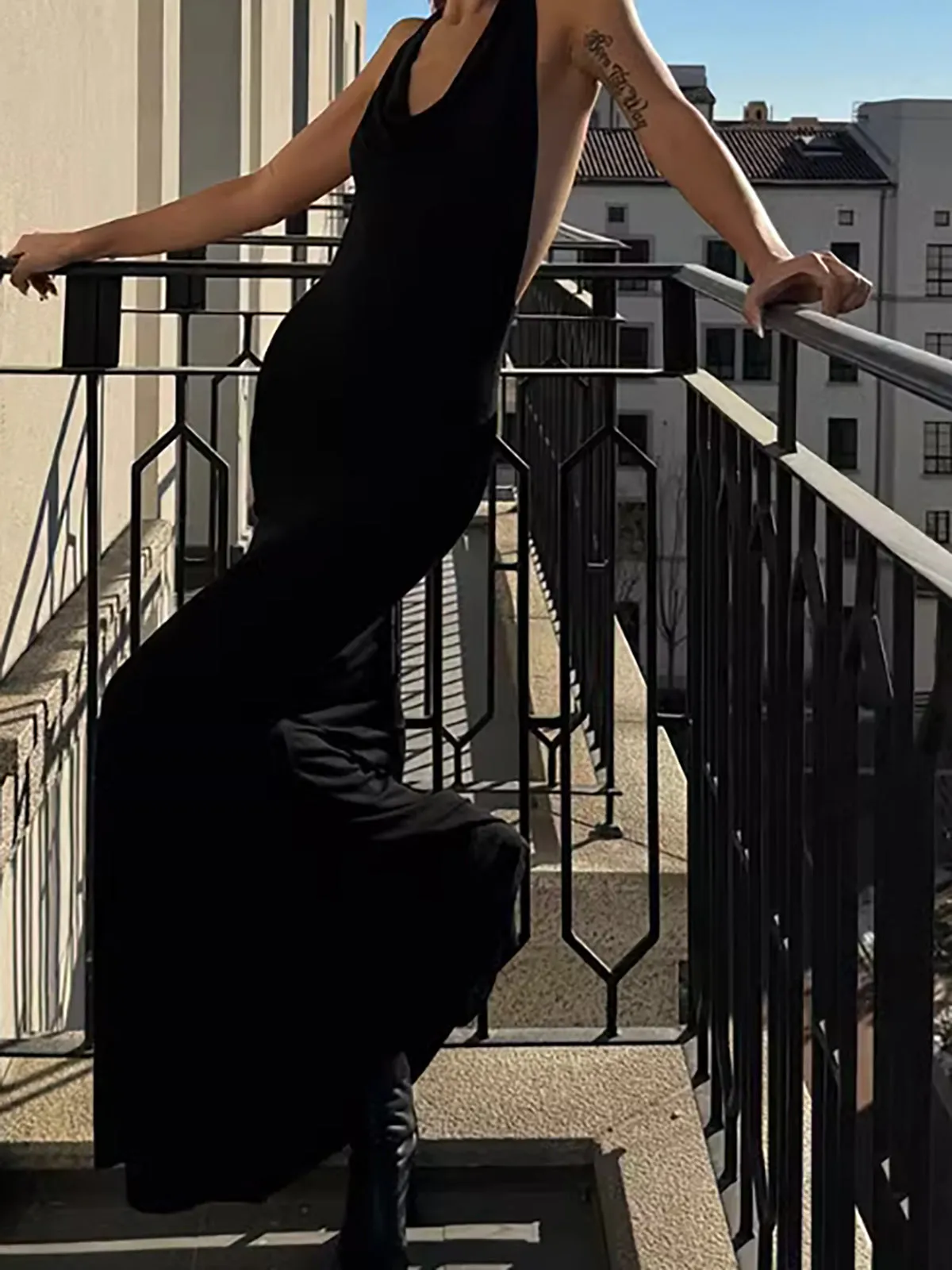 Halter V-Neck Backless Long Dress sold by COMMENSE product image thumbnail 4