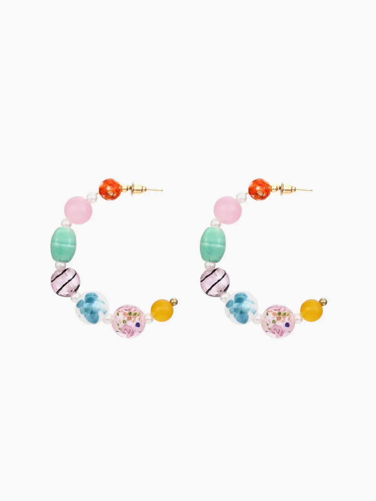 Multi-Color Beaded Hoop Earrings sold by COMMENSE