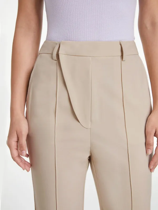 High Waisted Asymmetrical Closure Seam Detail Flare Trousers sold by COMMENSE