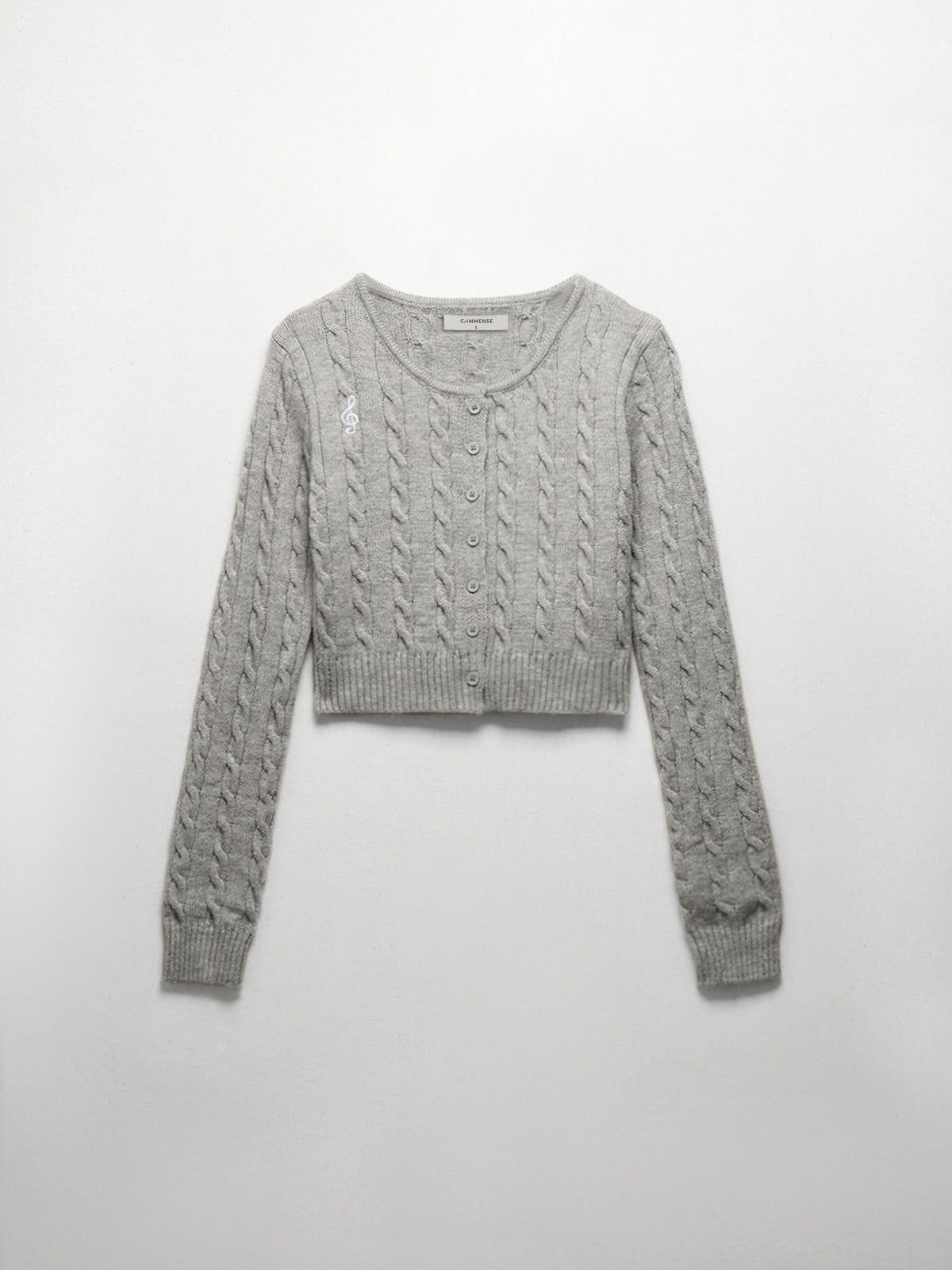 Cable Knit Treble Clef Cardigan sold by COMMENSE