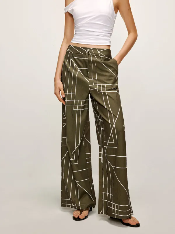 Printed Wide-Leg Pants sold by COMMENSE