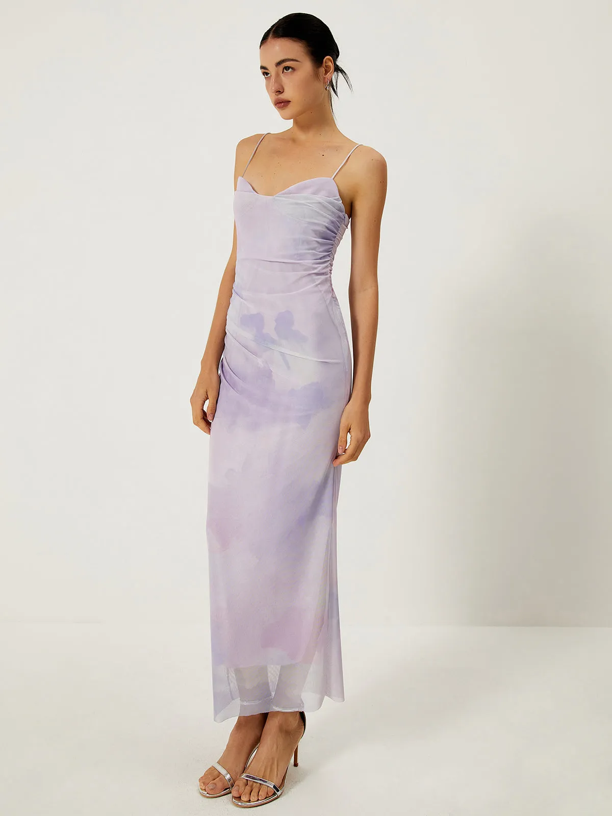 Romantic Print Adjustable Strap Long Dress sold by COMMENSE product image thumbnail 3