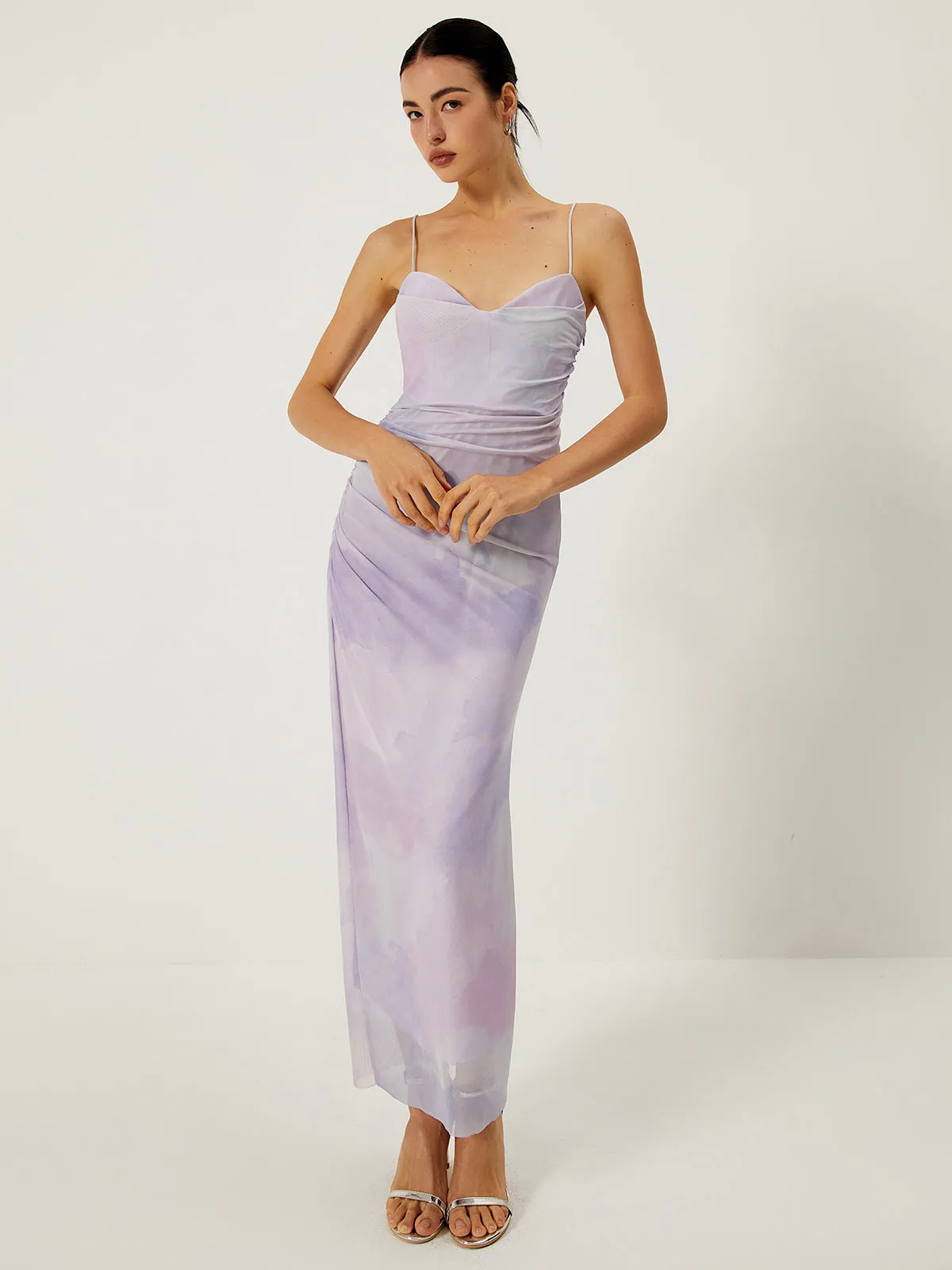 Romantic Print Adjustable Strap Long Dress sold by COMMENSE