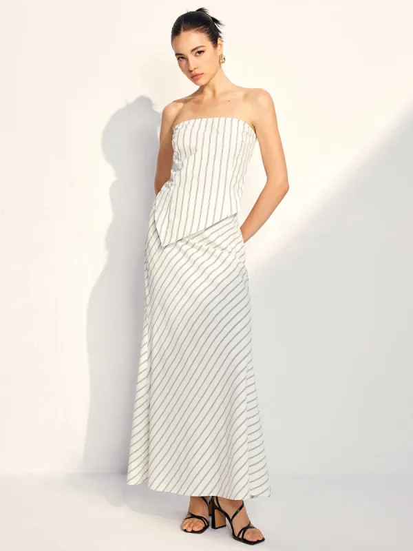 Asymmetrical Stripe Tube Skirt Set sold by COMMENSE