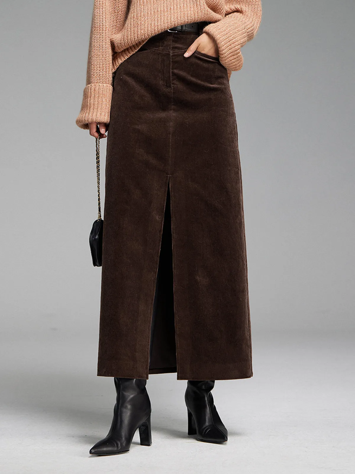 Pockets Corduroy Slit Maxi Skirt sold by COMMENSE product image thumbnail 2