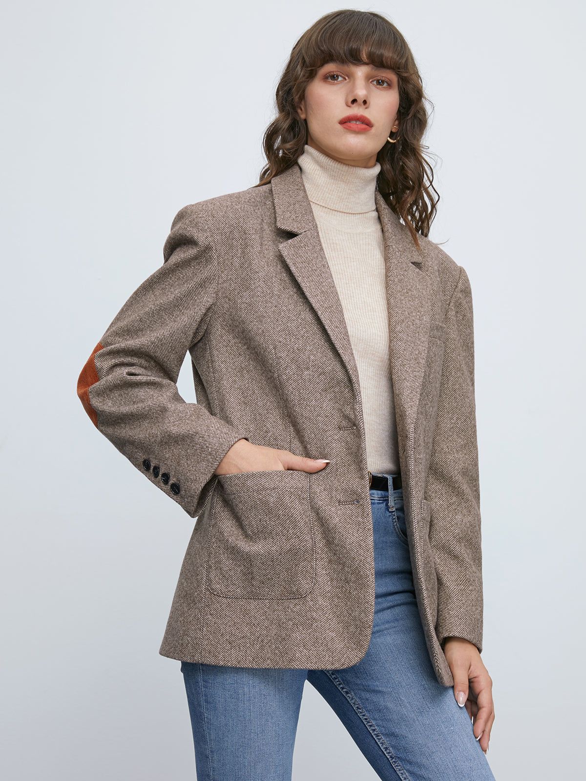 Wool Elbow Patch Blazer sold by COMMENSE product image thumbnail 3