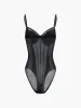 Adjustable Strap Mesh Corset Bodysuit sold by COMMENSE