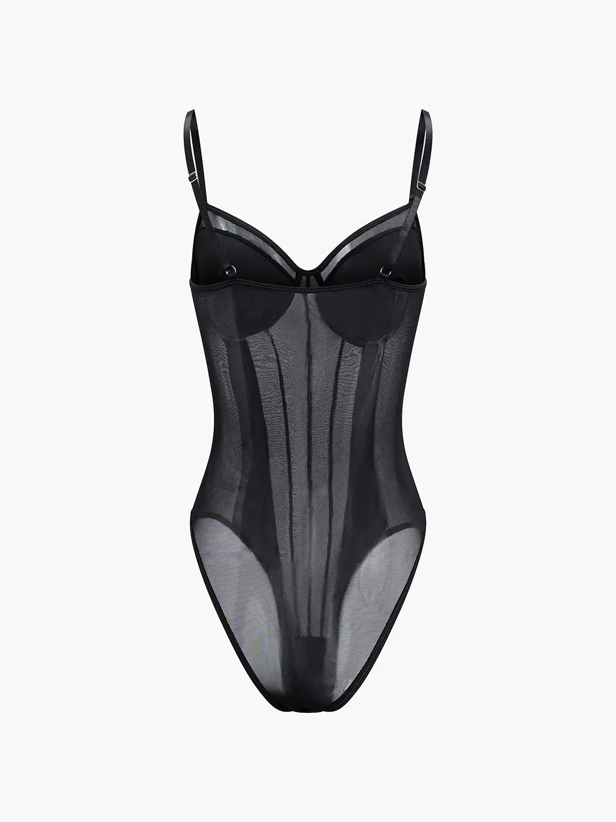 Adjustable Strap Mesh Corset Bodysuit sold by COMMENSE product image thumbnail 5