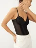 Adjustable Strap Mesh Corset Bodysuit sold by COMMENSE